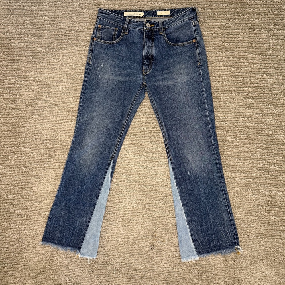 Anthropologie Pilcro Two-Tone Cropped Kicker Jeans, Size 27